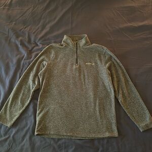 Eddie Bauer Men's Heather Gray Zip-Up Sweater